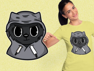 Black Cat With Hoodie kaos