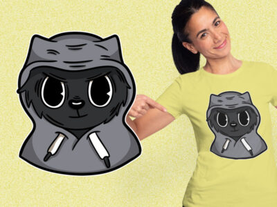 Black Cat With Hoodie kaos