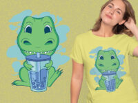 Cut T-Rex Drinking Bubble Tea
