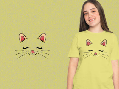 Cute Sleeping Cat Face kaos