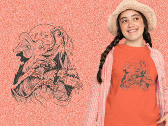 Elephant And Wave Hand Drawn kaos