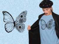 sablon dengan tulisan – Floral Butterfly kaos