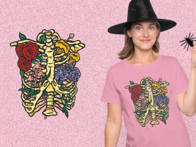 kaos sablon dengan tulisan – Flowers And Mushrooms kaos