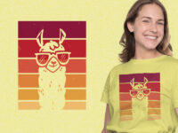 Llama Animal Retro Sunset