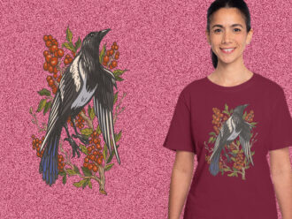 Magpie Bird and Cranberry Plant kaos