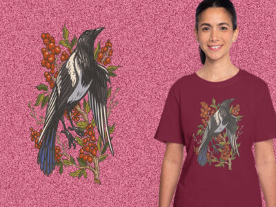 Magpie Bird and Cranberry Plant kaos