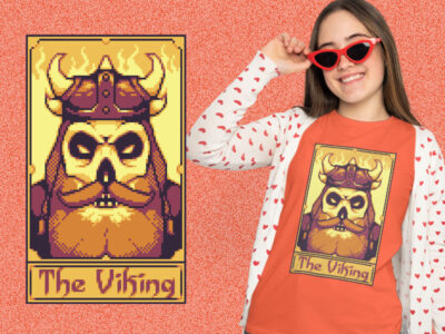 Pixel tarot card viking kaos