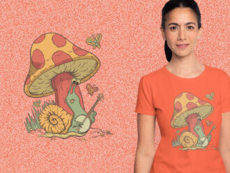 Snail Playing Banjo And Mushroom kaos