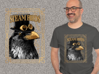 Steampunk raven bird with hat kaos